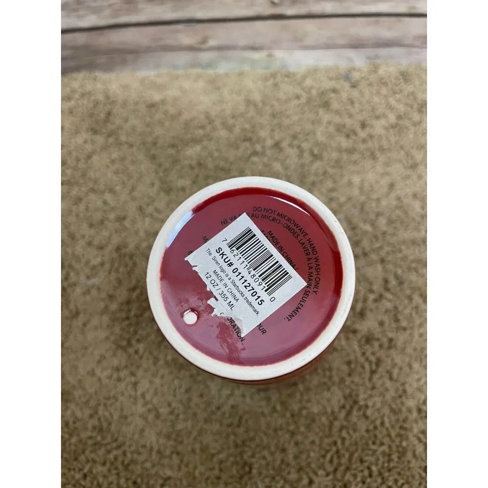 Starbucks NEW Red Ion Stripe Ceramic Travel Cup Holiday 2021 Collection 12oz
